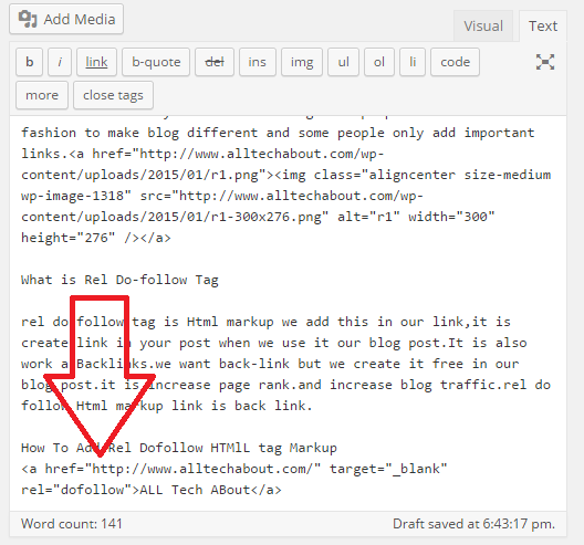 Add rel DoFollow Internal Links HTML Tag
