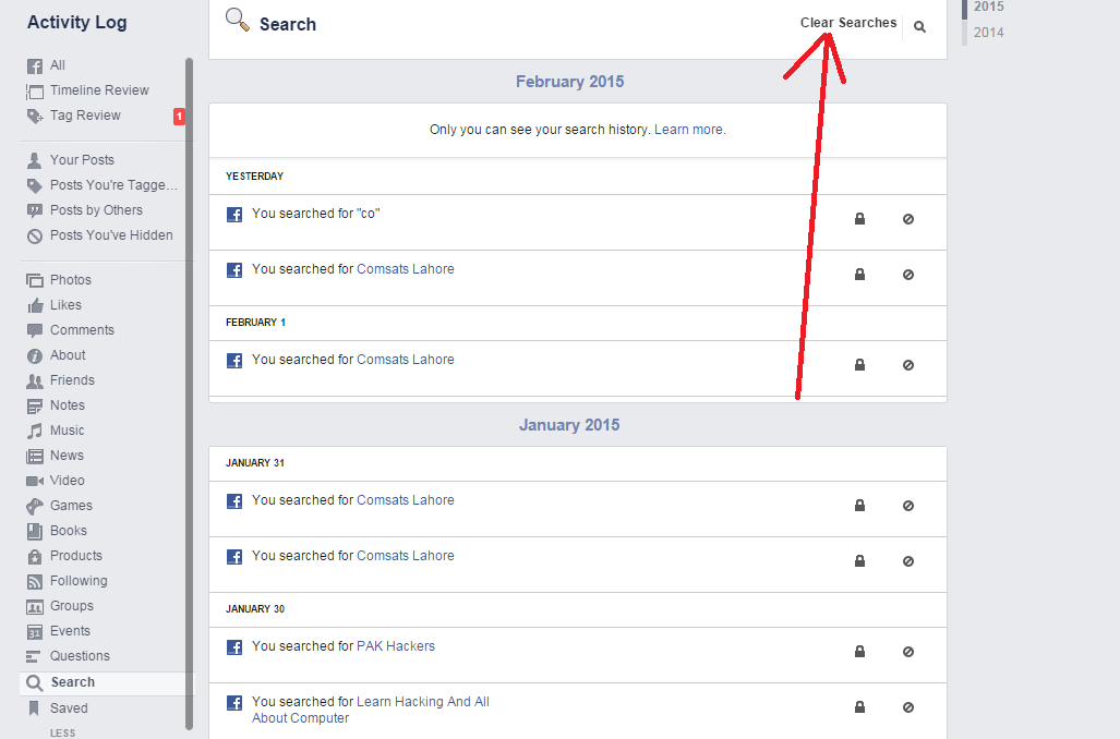How To Delete your Facebook Browsing Search History