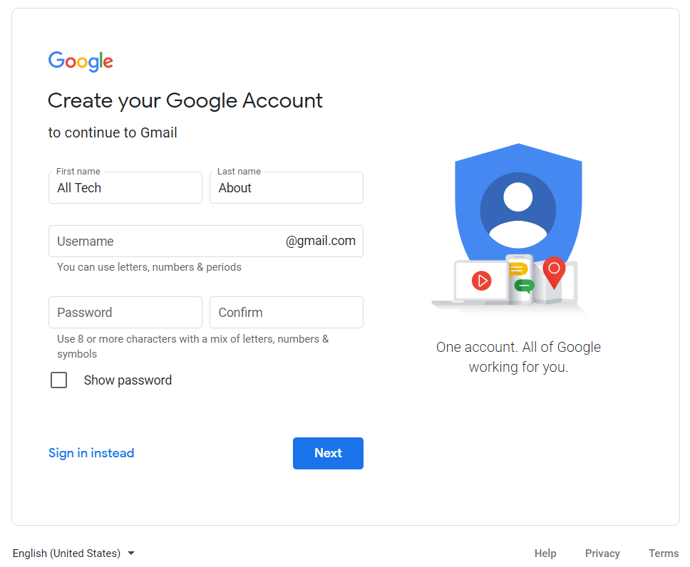 Create a New Gmail Account