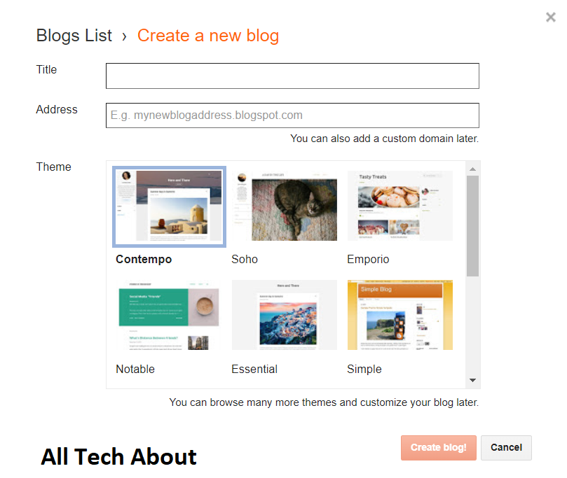 Start A Free Blog Using Blogger 